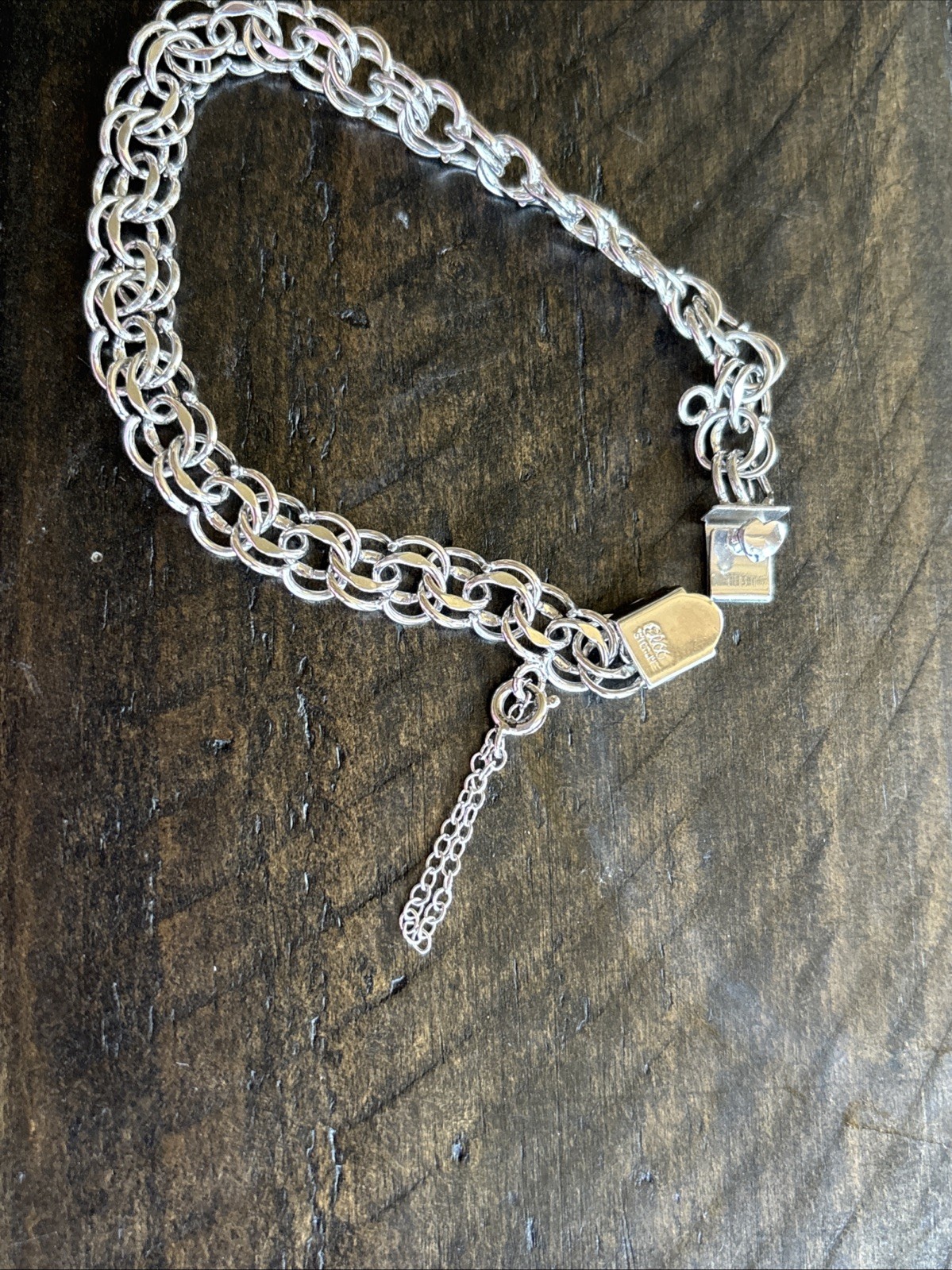 Vintage Elco 7 1/2″ double link sterling starter charm bracelet 11 GRAMS