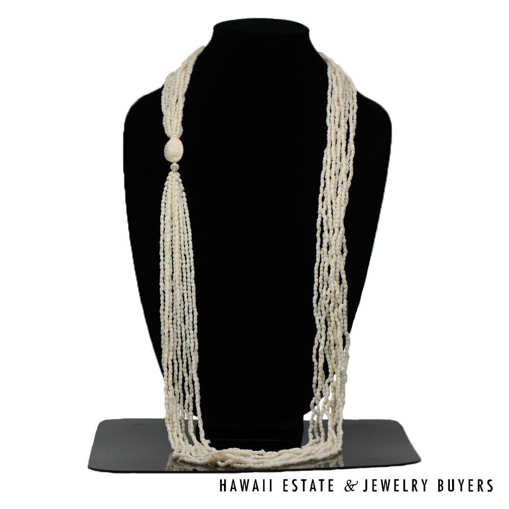 Ni’ihau Shell Wedding Lei 10 Strand Pololei Laiki Ke’oke’o Apu’upu’u 50 Inch