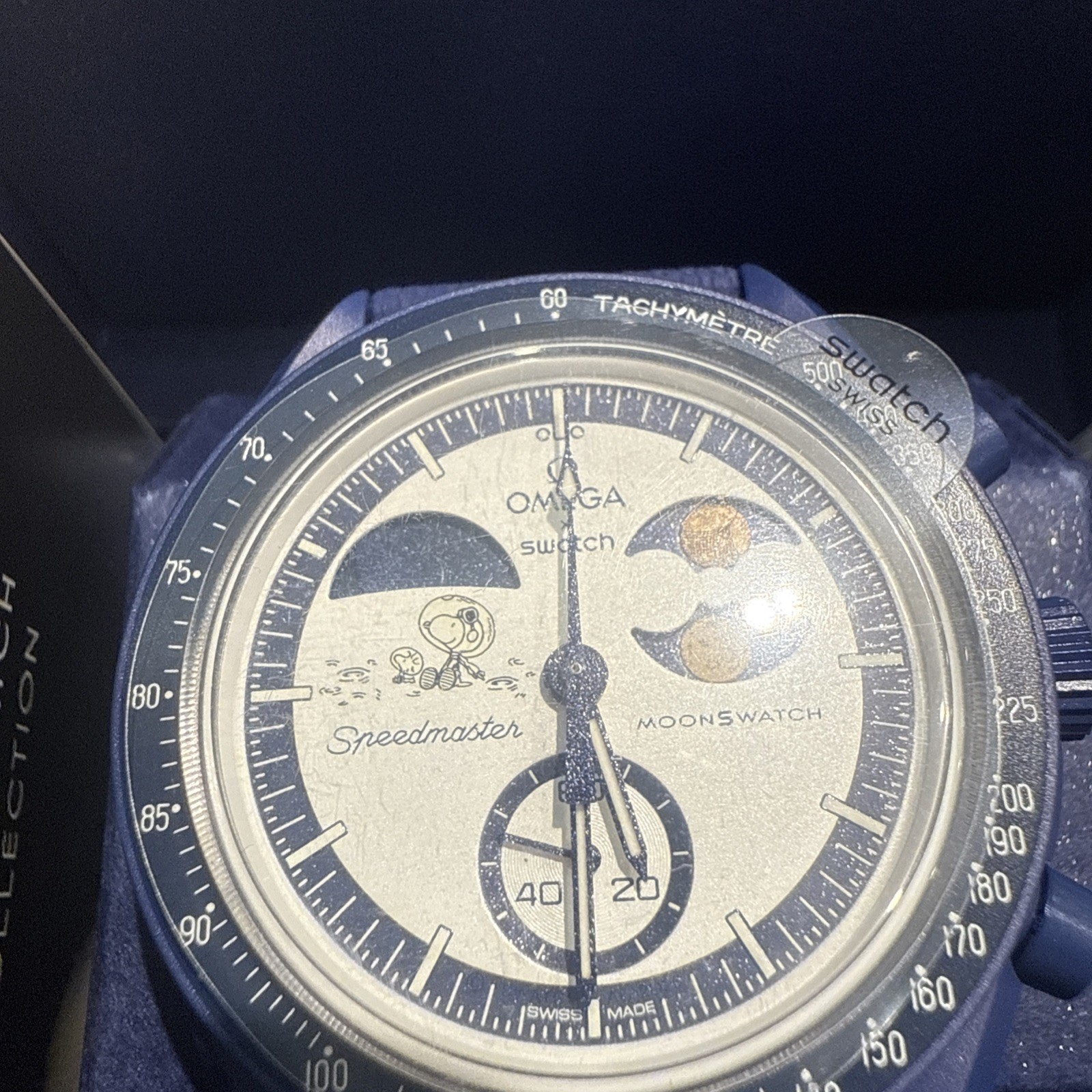 Omega Swatch MISSION TO EARTHPHASE MOONSHINE GOLD Snoopy Blue Moonswatch NEW