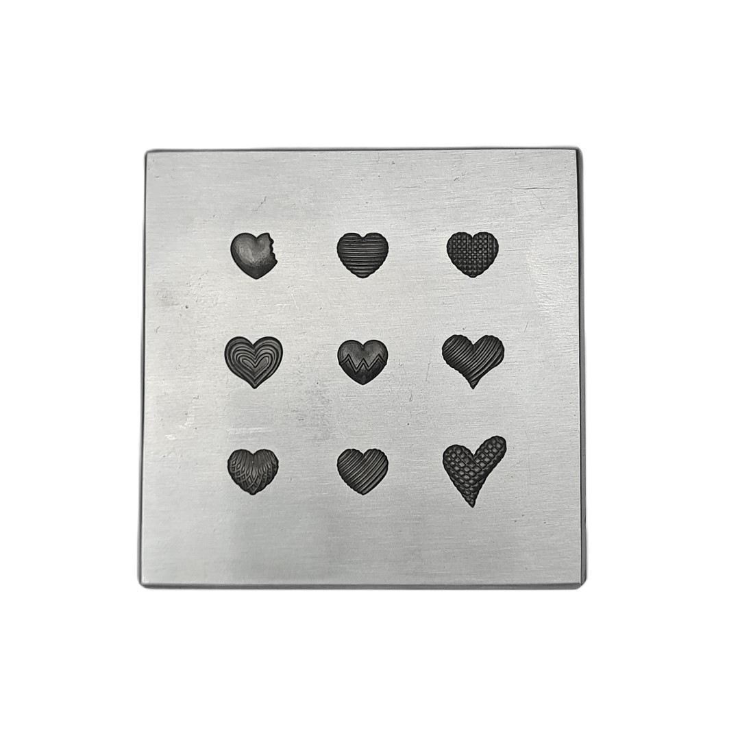 9 Impression Heart Shapes Shot Plate – Silversmith Tools – Jewelry Making Die