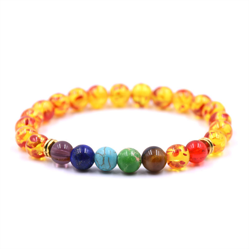 7 Chakras Lava Stone Bead Bracelet Elastic Natural Stone Yoga Essential Oil Diff