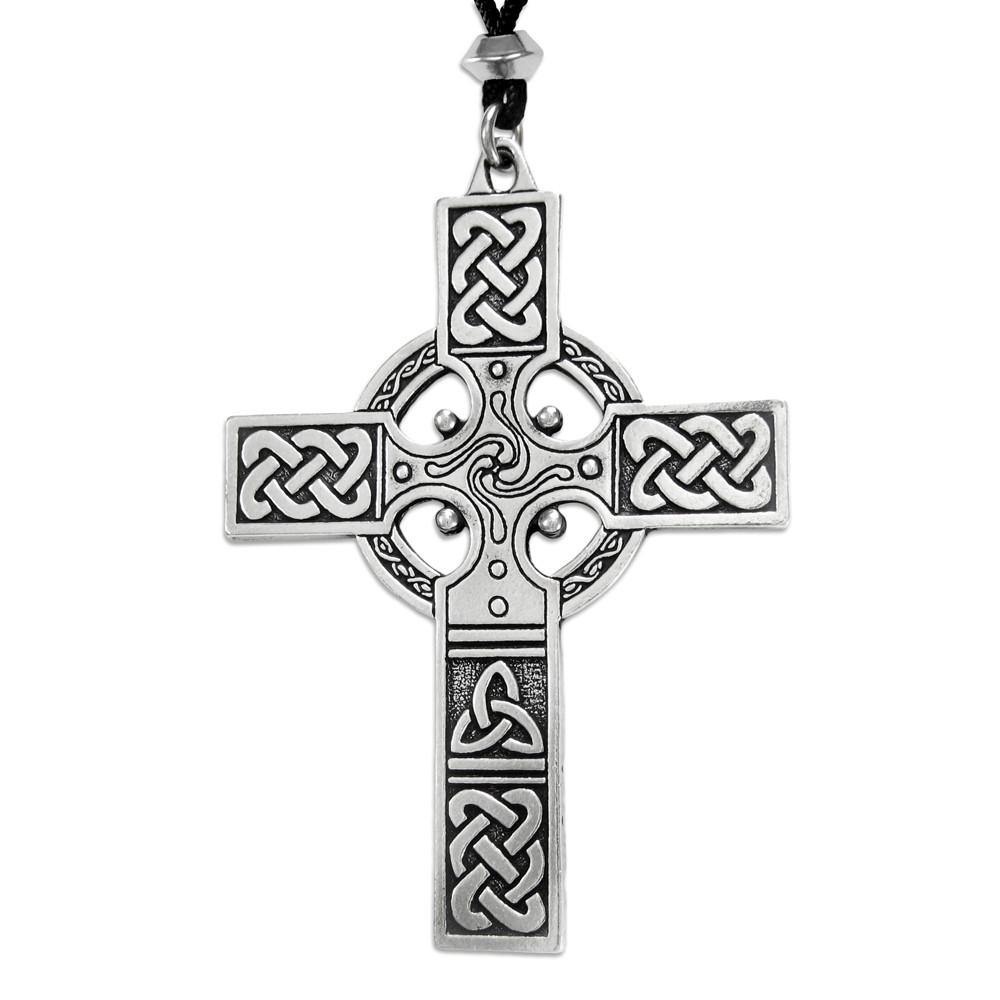 Large Celtic Cross Necklace Knotwork Jewelry Knot Pendant Christian Catholic