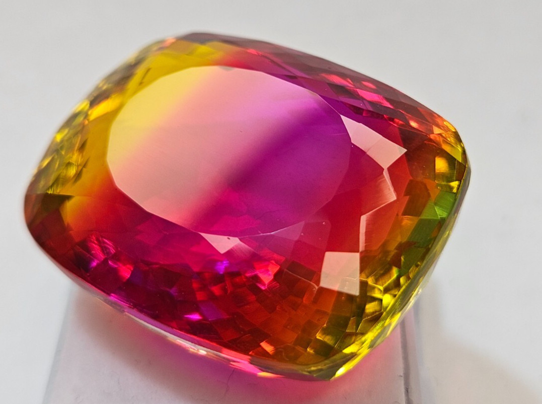 Natural Bi-Colour Ametrine Cushion Cut CERTIFIED 88+ Ct Loose Gemstone