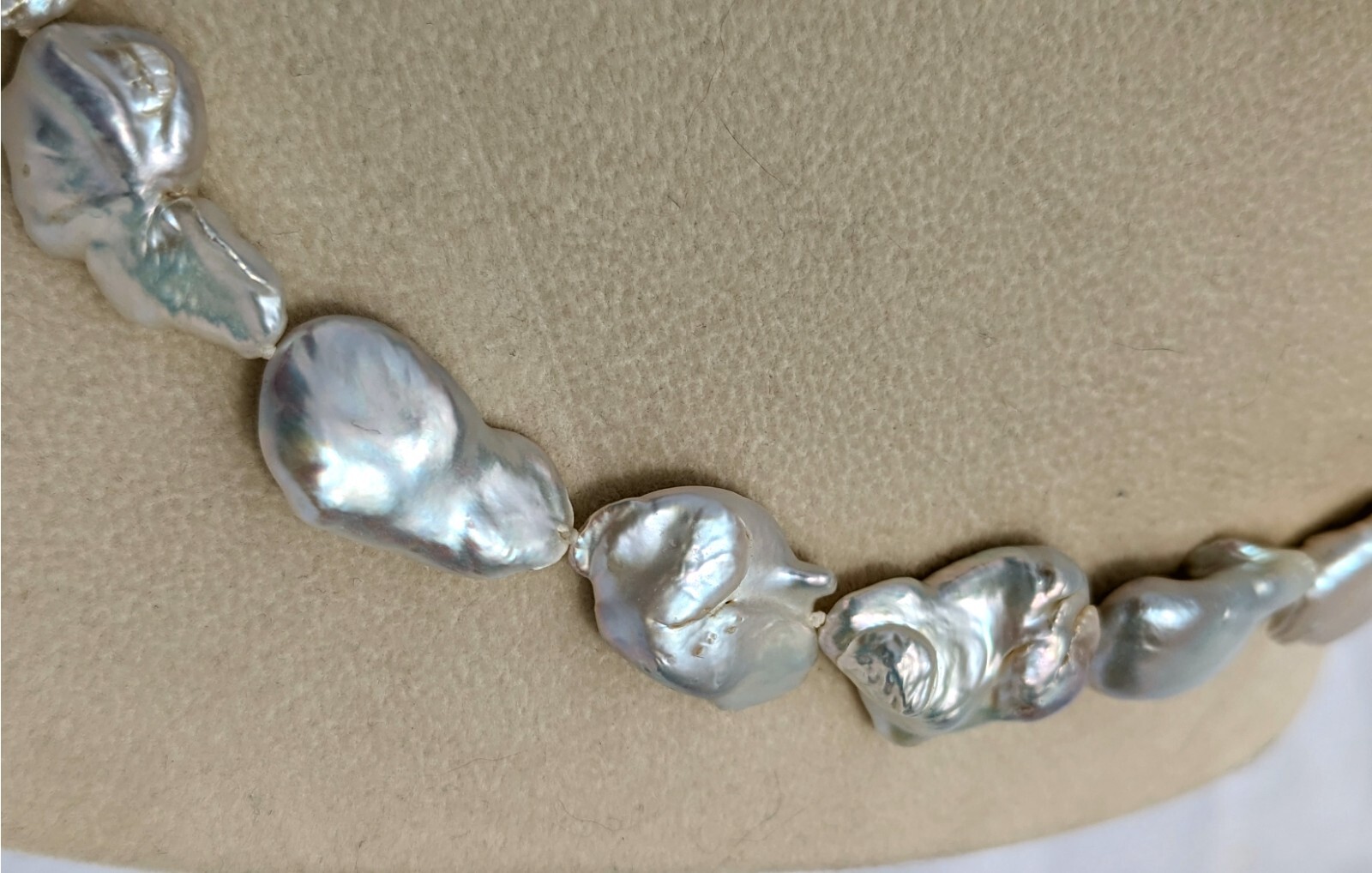 Genusis 15-30mm White Pearl Baroque Cultured Freshwater Necklace Rhodium Over SS