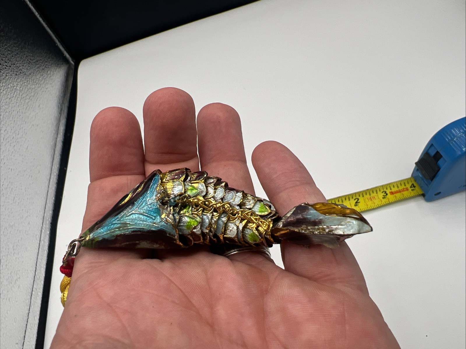 Vintage Asian Cloisonne Articulated Koi Fish Pendant