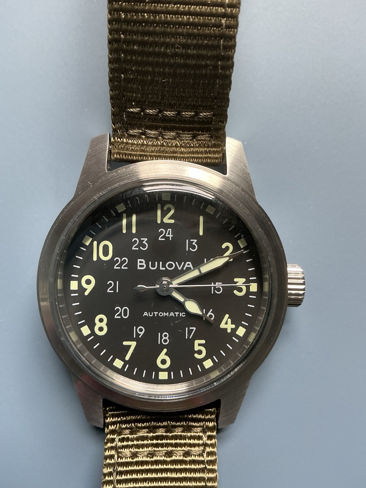 Bulova Military VWI Men’s Black Watch – 96A259 with Extra Band