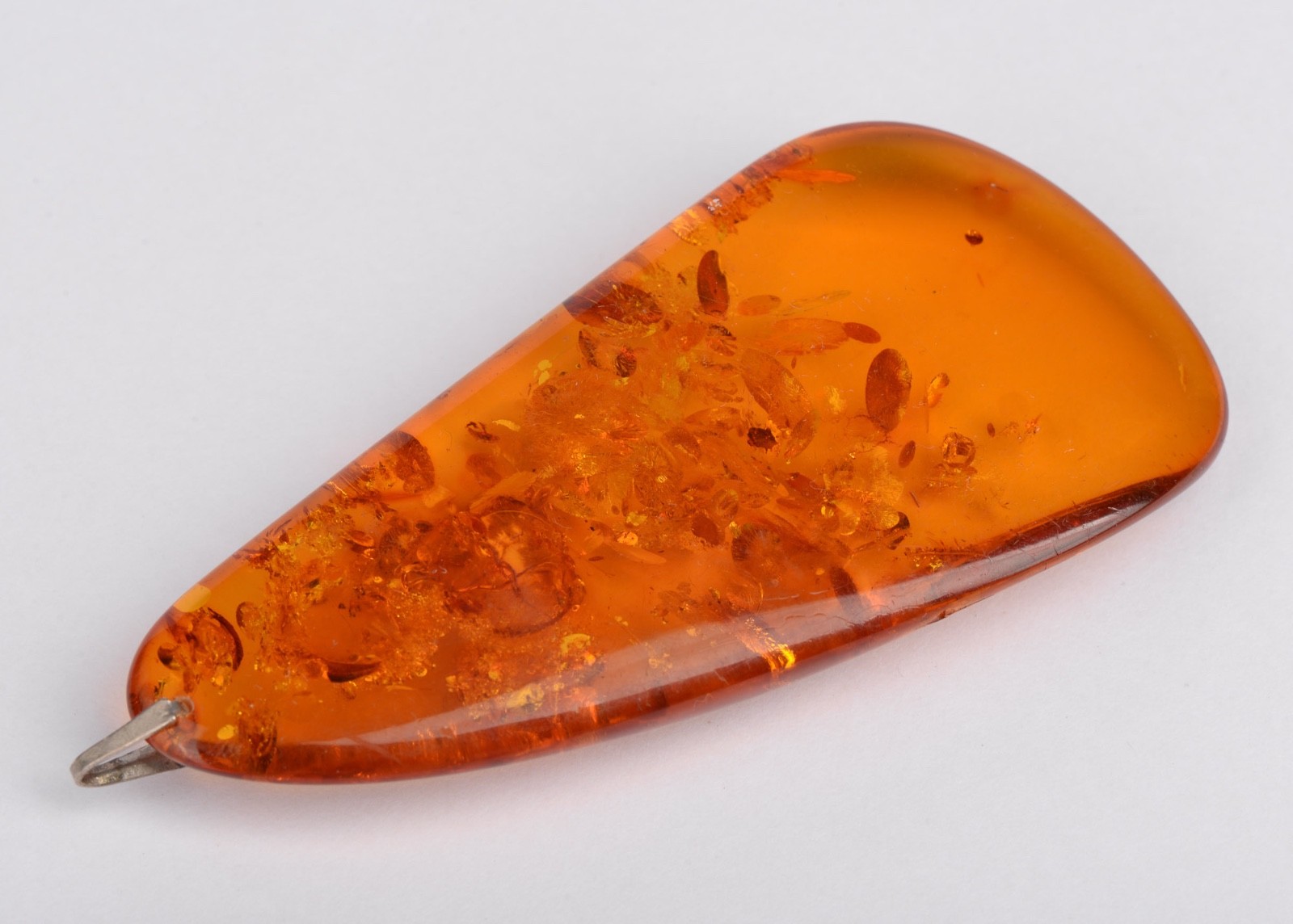 Large Amber Pendant Cognac Orange Freeform Teardrop 3.29in
