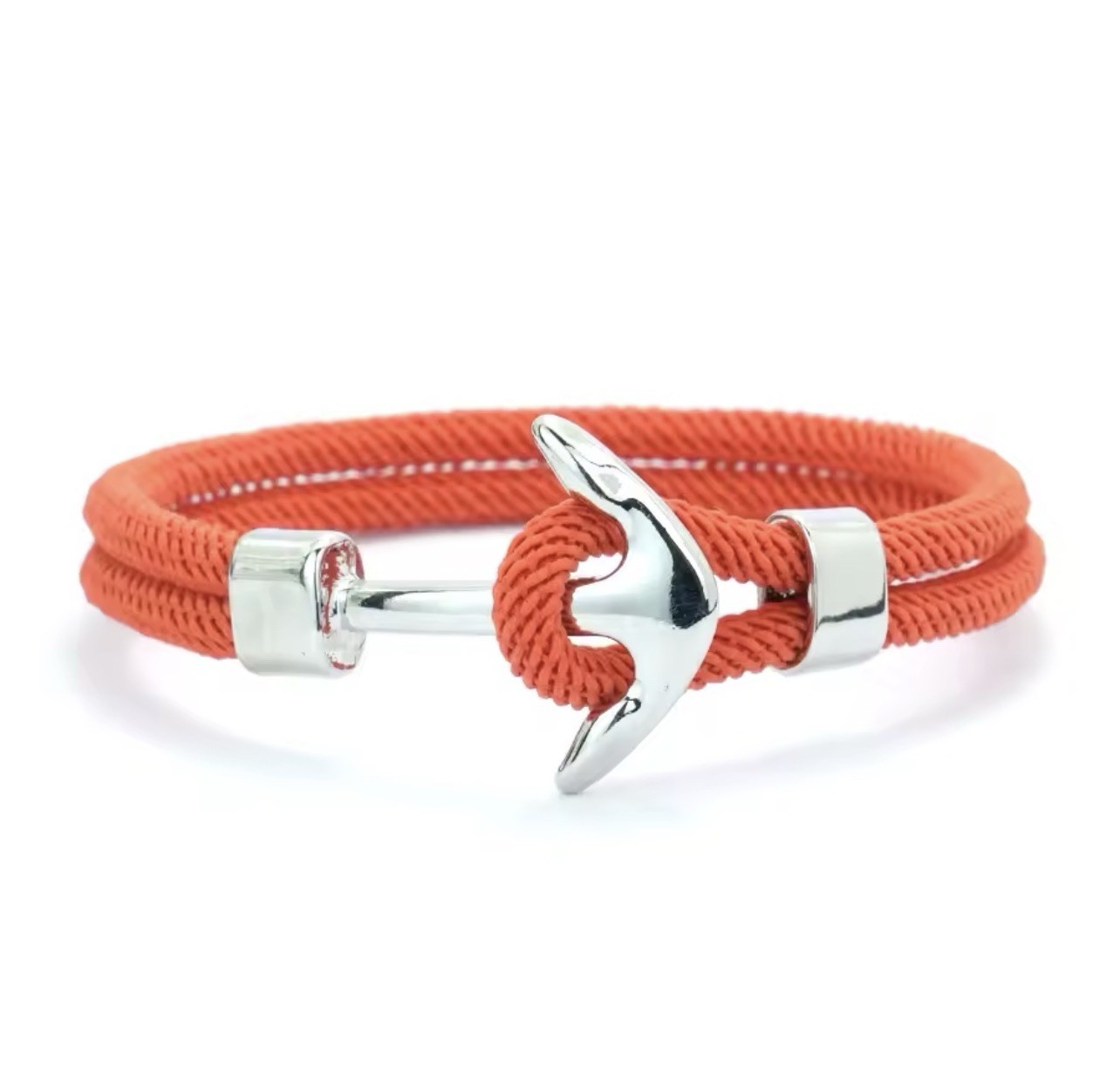 Men’s orange nylon rope bracelet with anchor charm and silver-tone details22.5cm