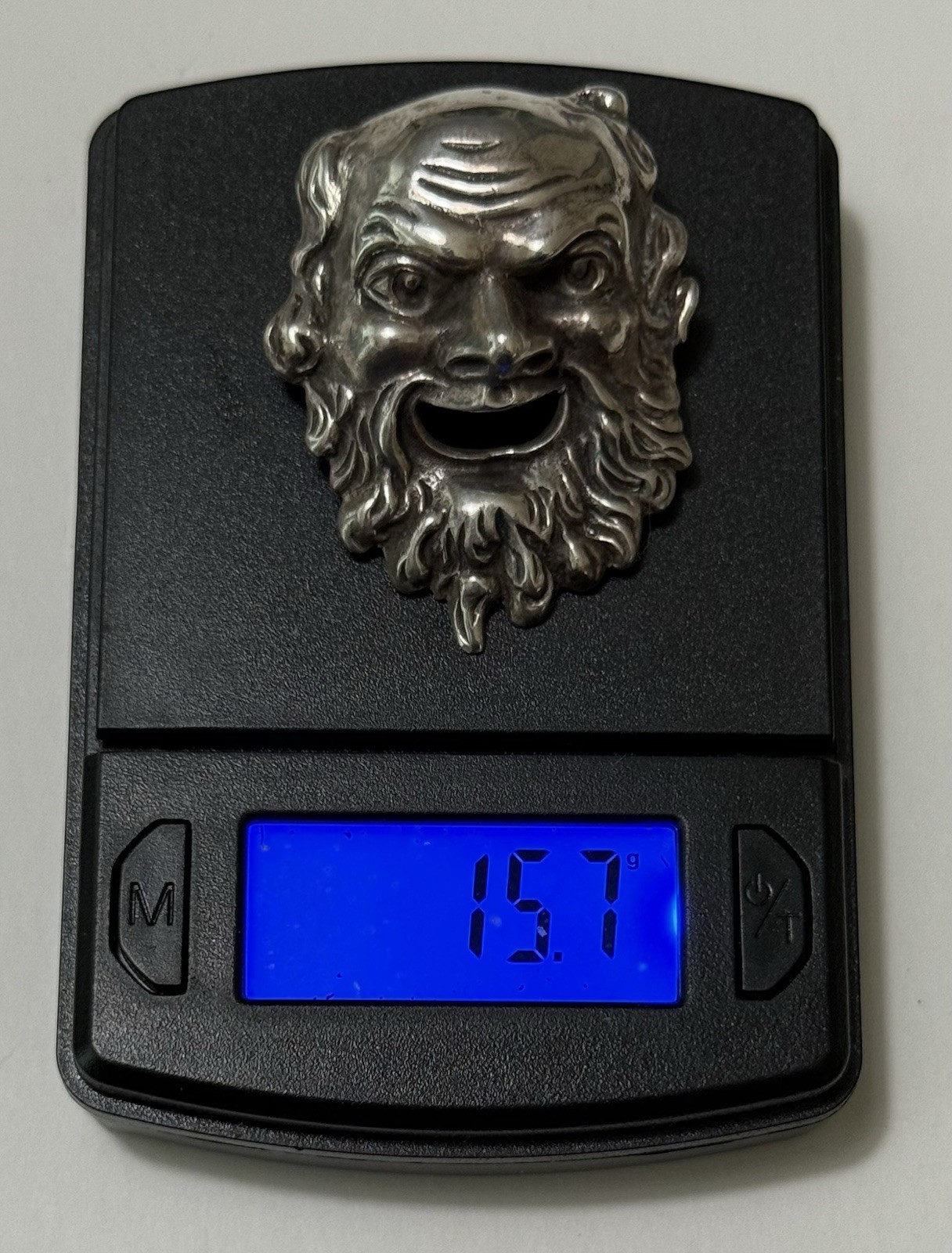 Vintage 835 Silver Dionysus Bacchus God of Wine Revelry Theater Mask Pin Pendant