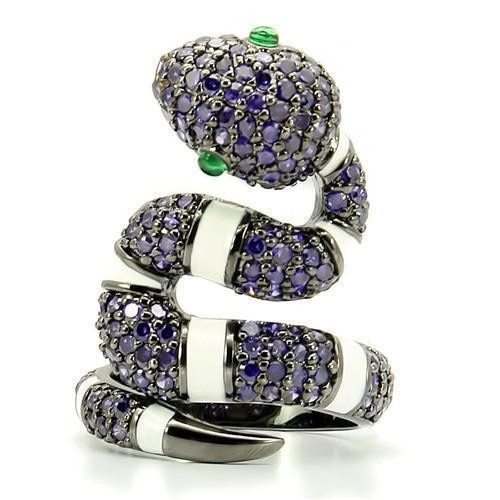 0W184 – Ruthenium Brass Ring with AAA Grade CZ in Multi Color