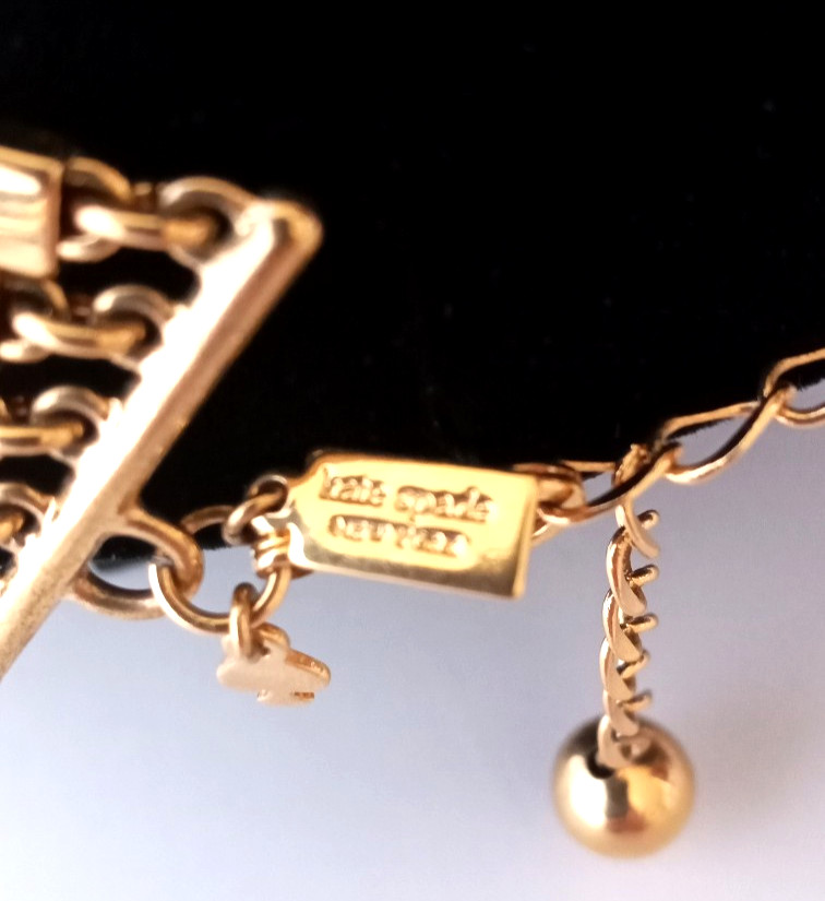 KATE SPADE New York Gold Tone 7 Strand Collar Necklace Statement Signed 19.5″
