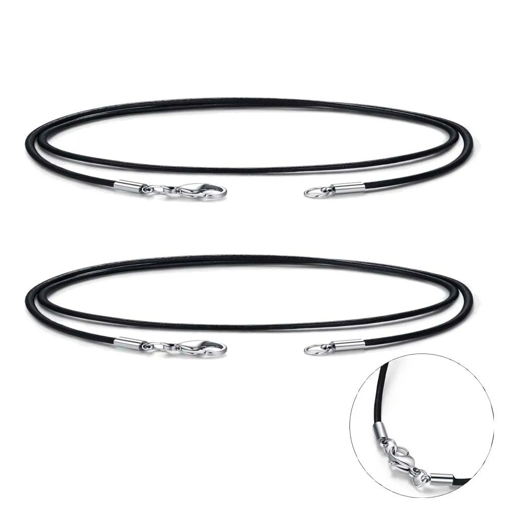 Waterproof Braided Leather Chain Cord Necklace with Stainless Steel Clasp