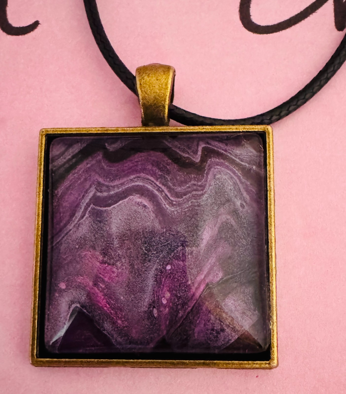 Square Cabochon NecklaceOne of a kind Hand-Painted by a Ozark Artist..Me