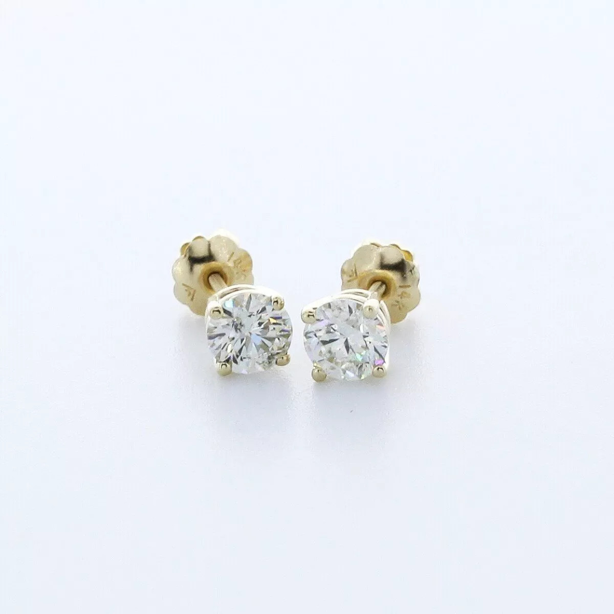 Solid 14K White Gold Stud Earrings Classic 1.31 CT Round Natural Diamond H SI2