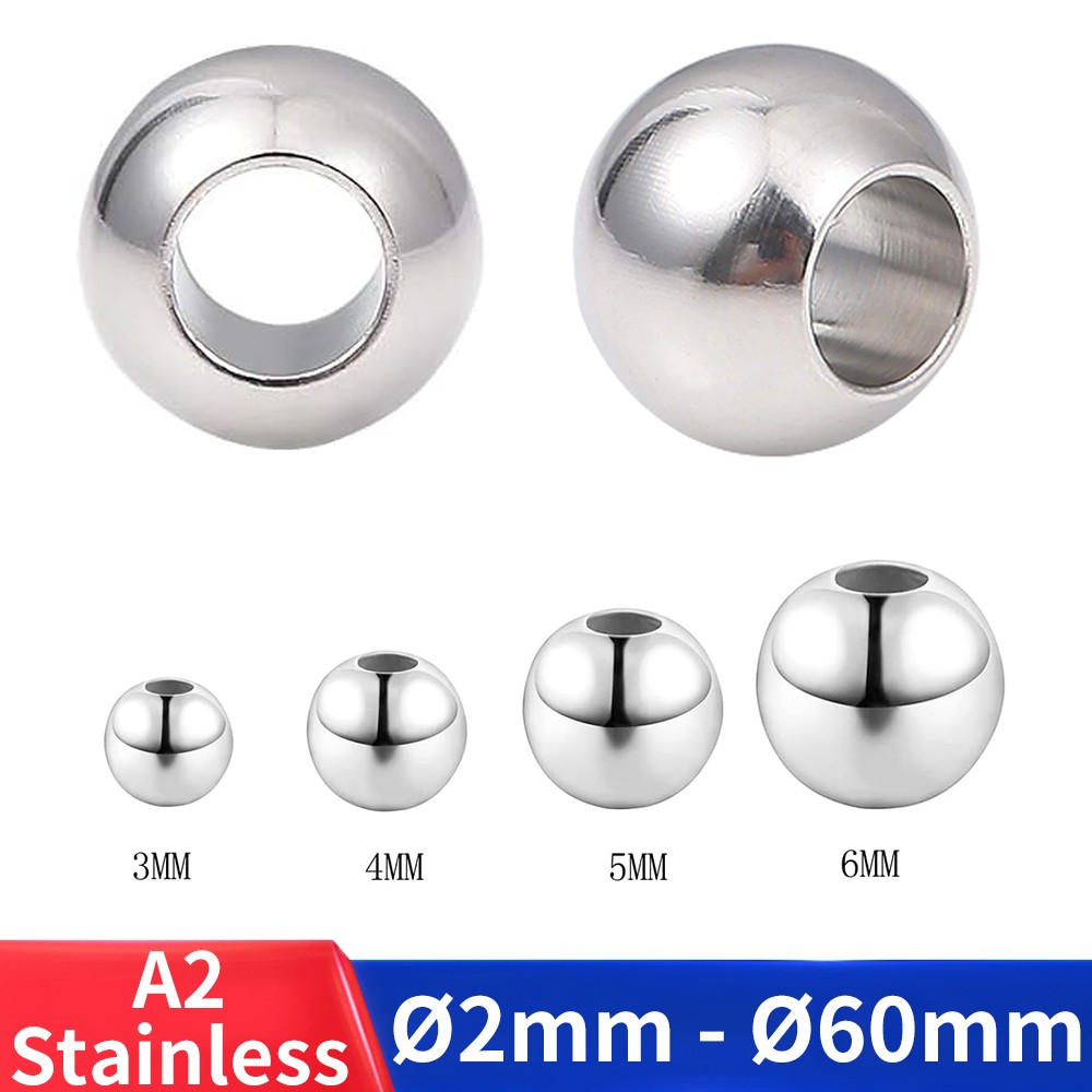 2mm-60mm Stainless Steel Silver Round Spacer Beads Jewelry Finding Loose Beads