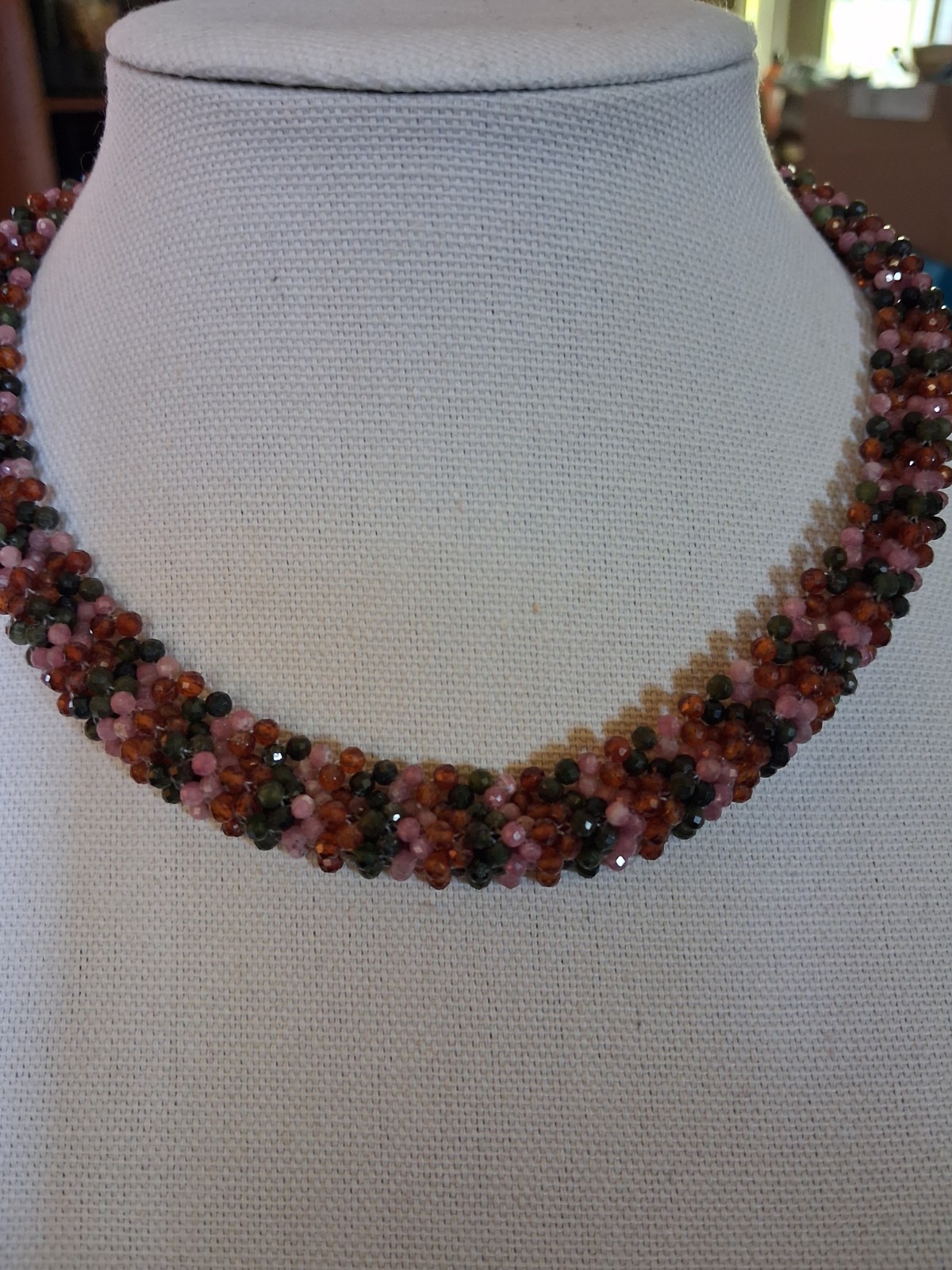 Jay King Pink, Orange and Green Multigem 18″ Woven Necklace Orig. Price $239.95