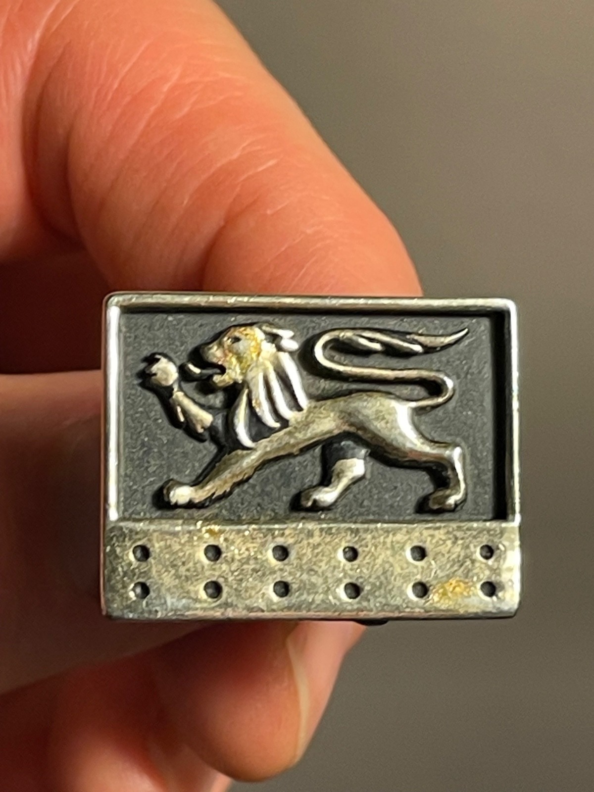 Pair of Passant Lion Coat of Arms Vintage Cuff Links