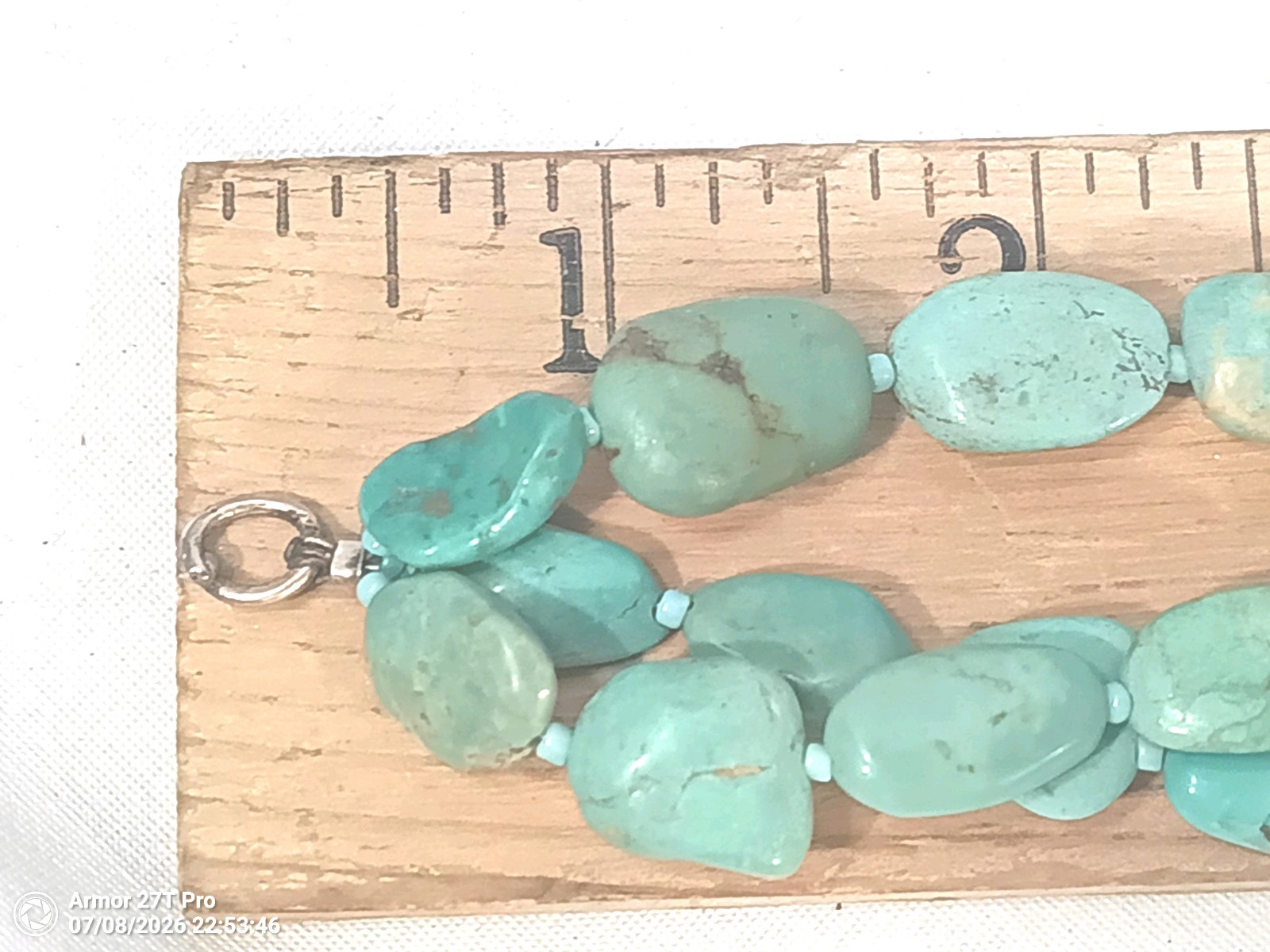 Chunky 3-Strand Genuine Turquoise Nugget Necklace Sterling Silver 925 Clasp 50g