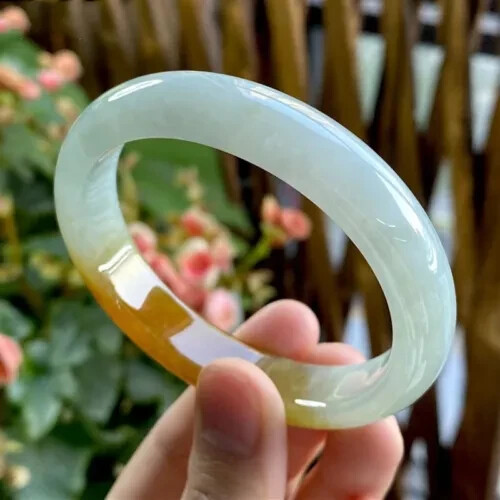 Certified Natural AA high Icy yellow Myanmar Jade jadeite bracelets bangle 58MM