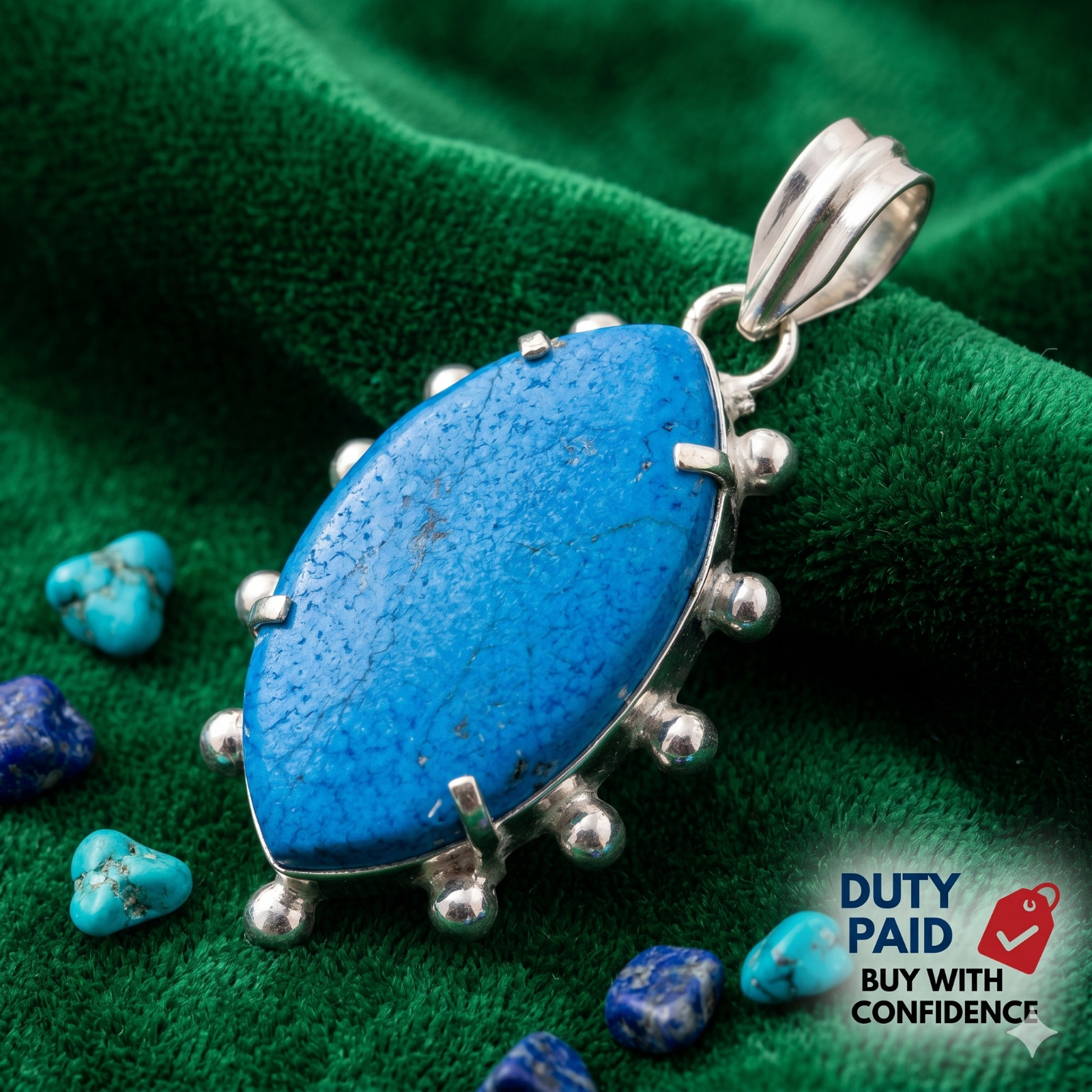 Natural Sleeping Beauty Turquoise 925 Silver Throat Chakra Boho Pendant Jewelry