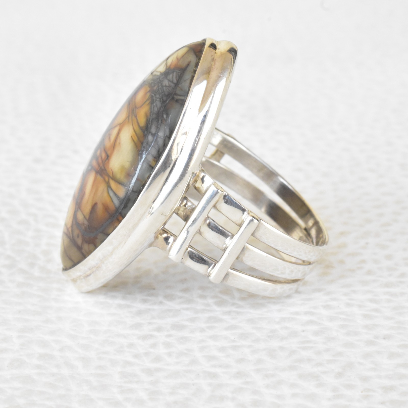 SPIDER WEB JASPER NATURAL GEMSTONE 925 SOLID STERLING SILVER JEWELRY RING 3 TO12