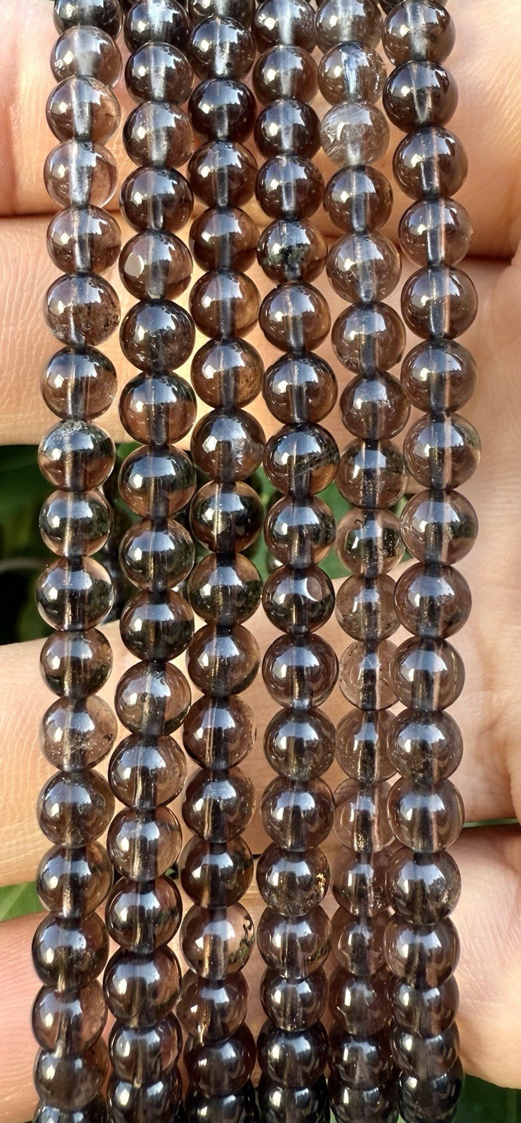 Wholesale 6 Pcs Natural Smoky Quartz 4mm 7.5” Stretch Bracelet Crystal