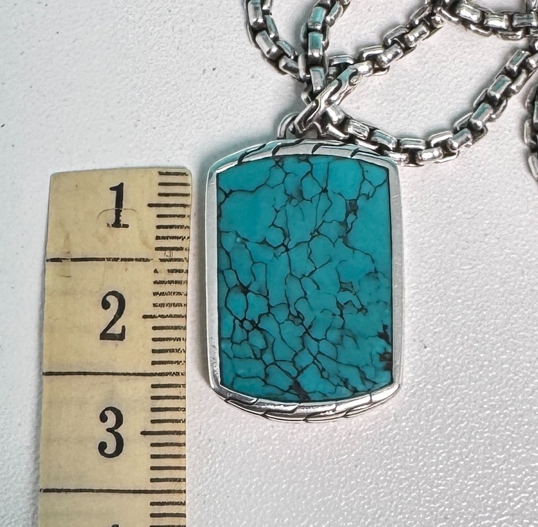 John Hardy Turquoise Pendant with Sterling Silver 2.7mm Box Chain