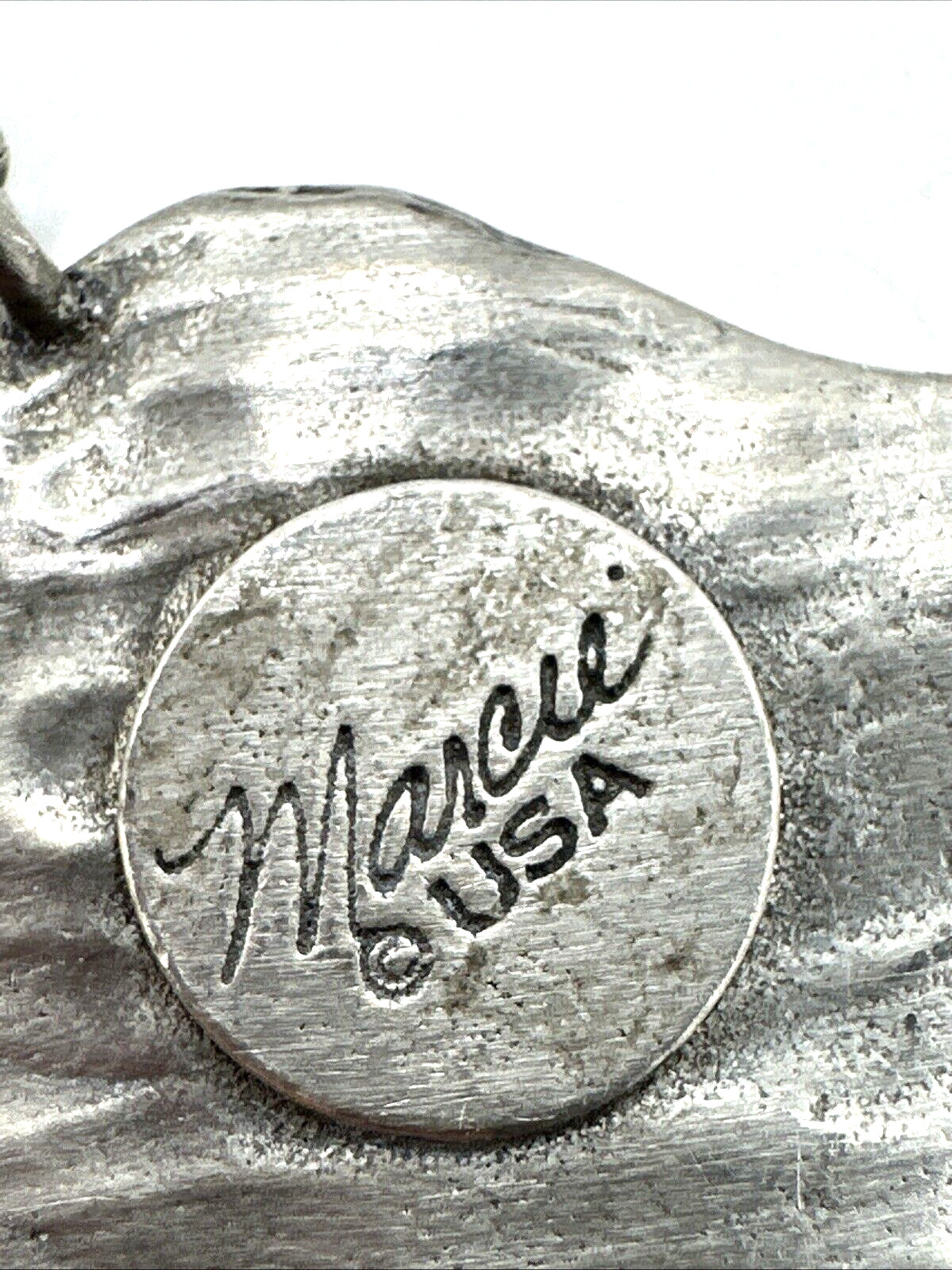 Vintage MARCIE USA Pewter Angel Pendant Necklace Artist Painting Art Palette 24″