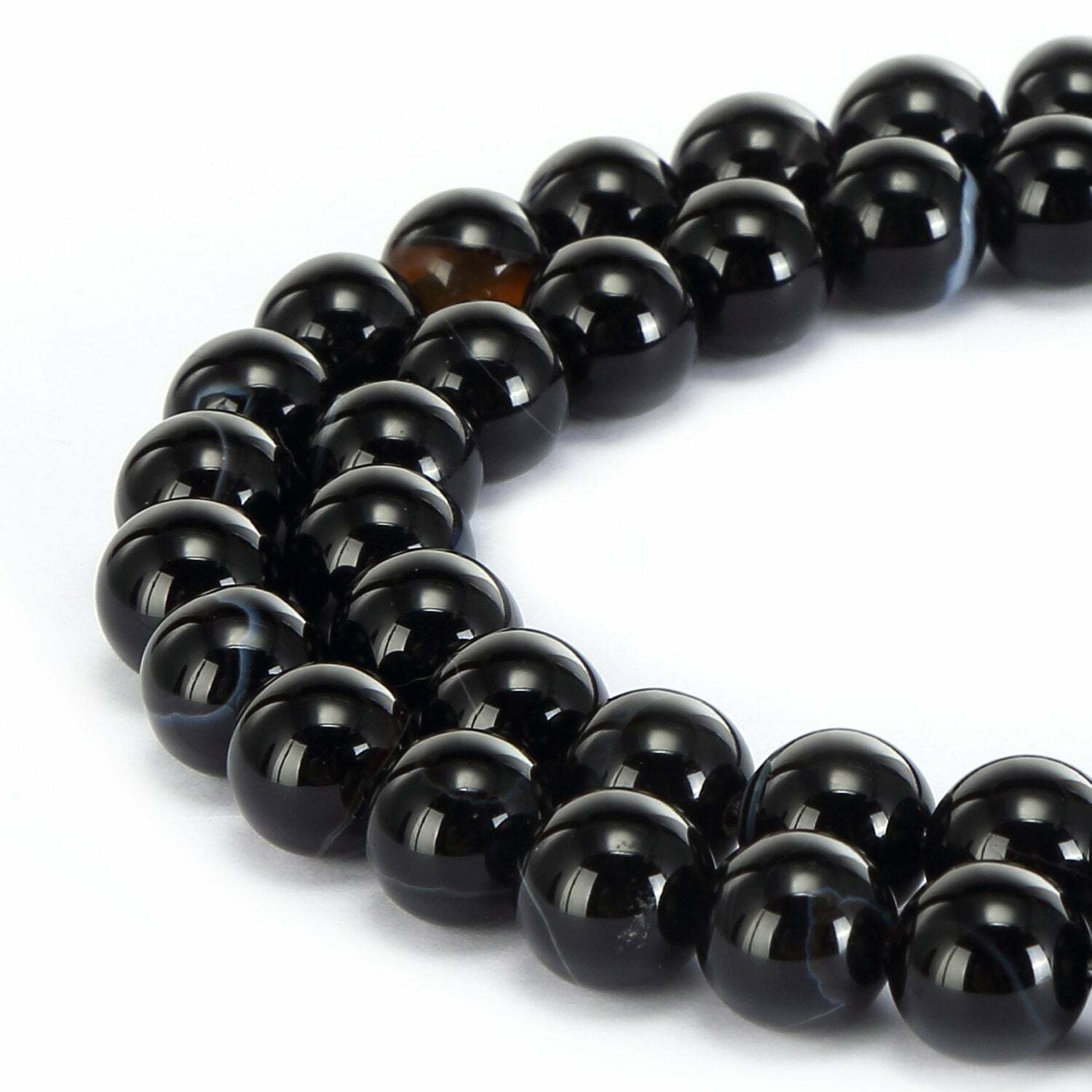 Black Stripe Agate Smooth Round Beads 6mm 8mm 10mm 12mm 14mm Approx 15.5″ Strand