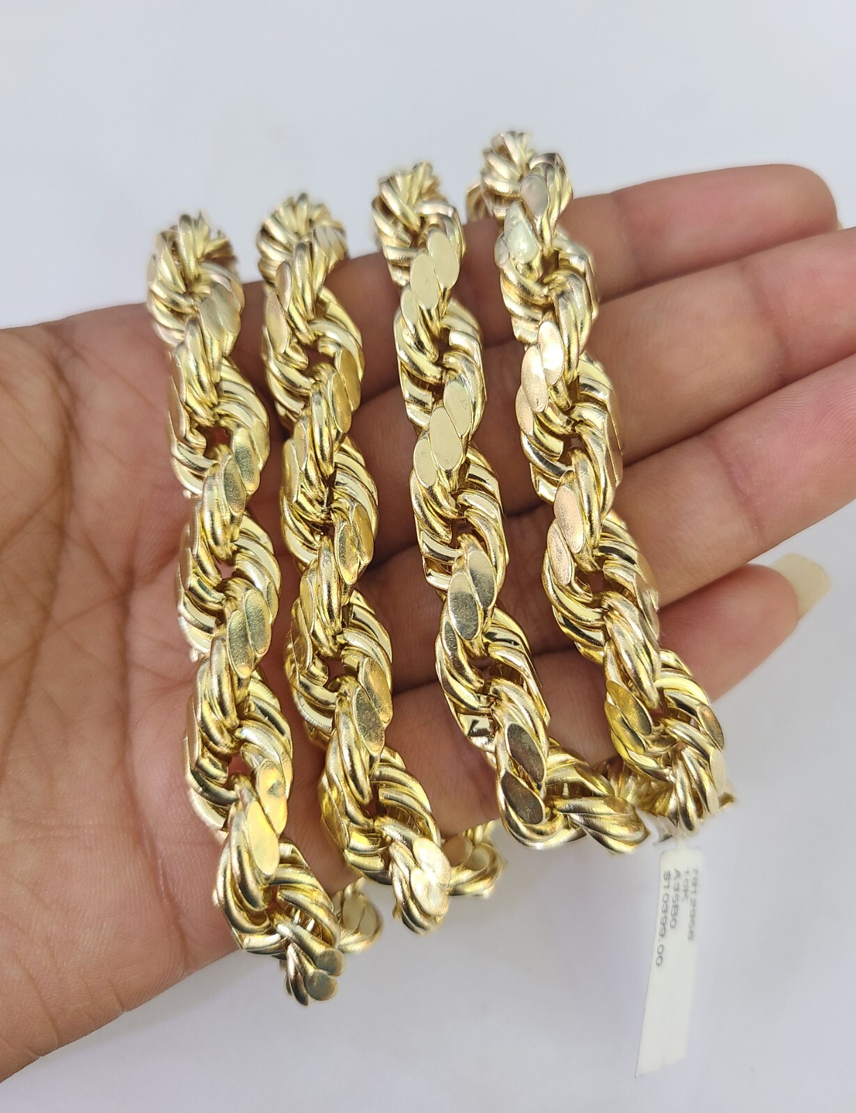 10K Yellow Gold Rope Chain Mens Necklace 10mm 18″ 22″ 24″ 26″ 28″ 30″ Inch