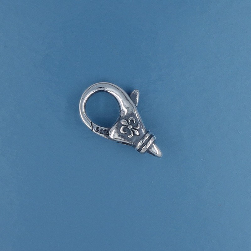 Antiqued Sterling Silver Lily Lobster Claw Clasp Connector 14.2mm #44104