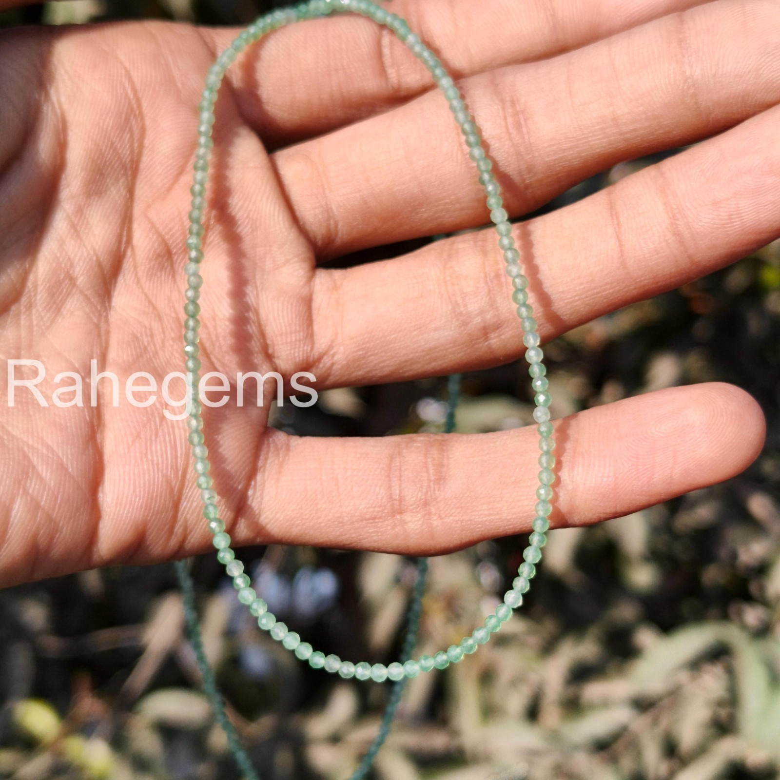 Green Aventurine Necklace 2mm Faceted Rondelle, Dainty Real Gemstone Choker, Min