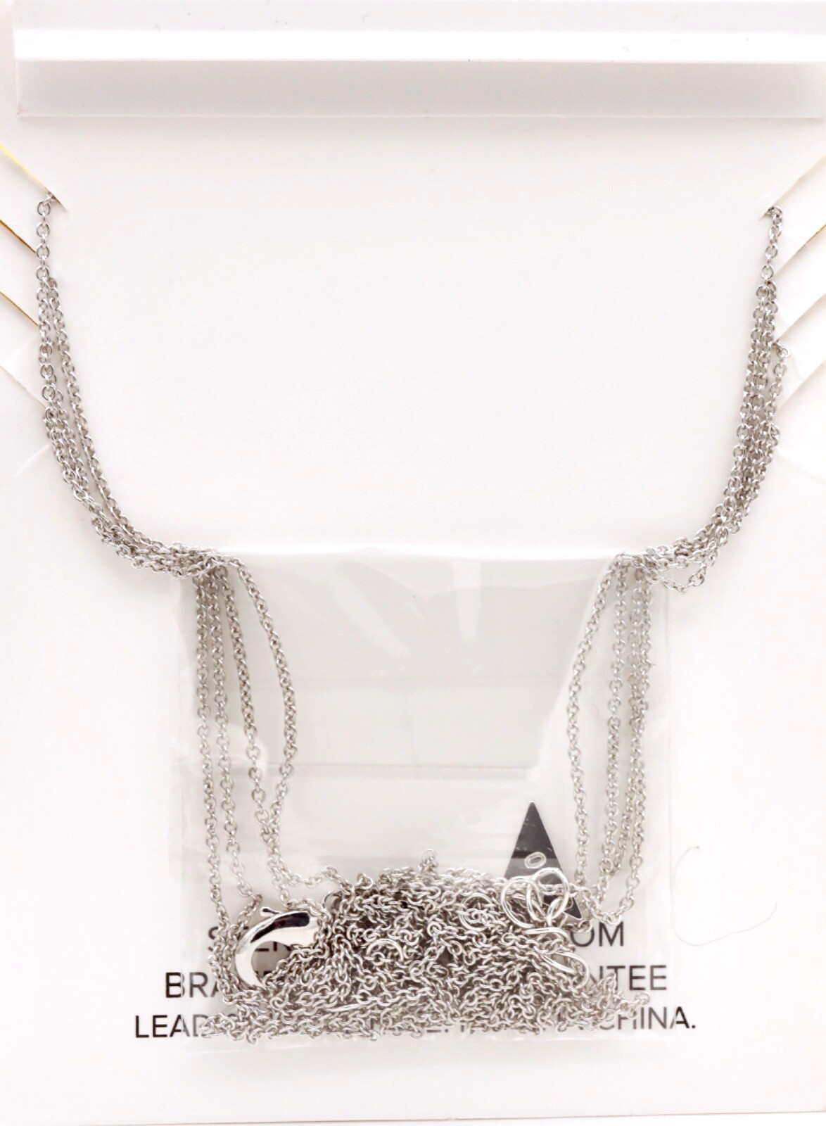 Sterling Forever Crescent & Bar Multi Layer Necklace Rhodium Plated Brass New