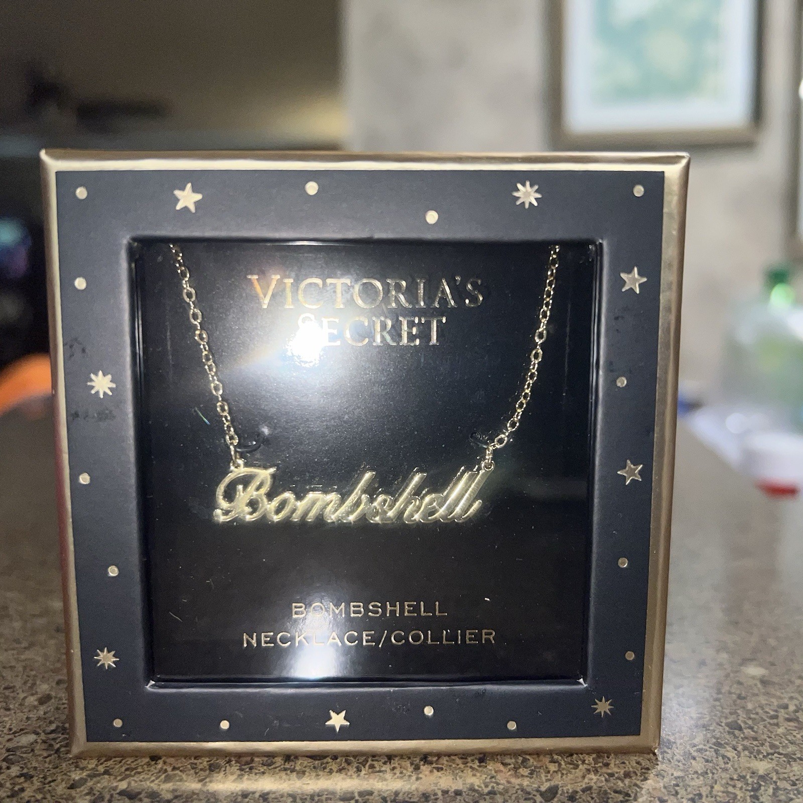 Victoria’s Secret Bombshell Gold Metal Asymmetrical Charm Pendant Cable Necklace