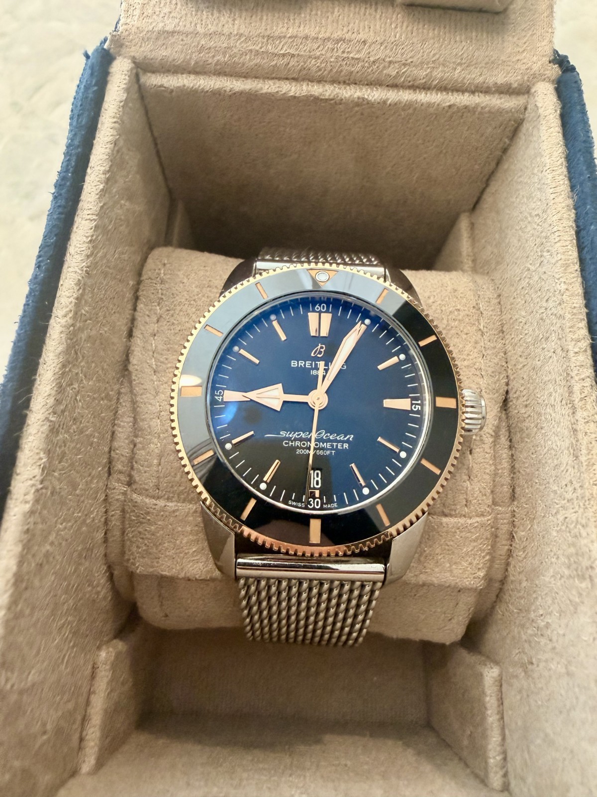 Breitling Superocean Heritage 44 18K Gold w/ Box + Card + Warranty, Extra Strap