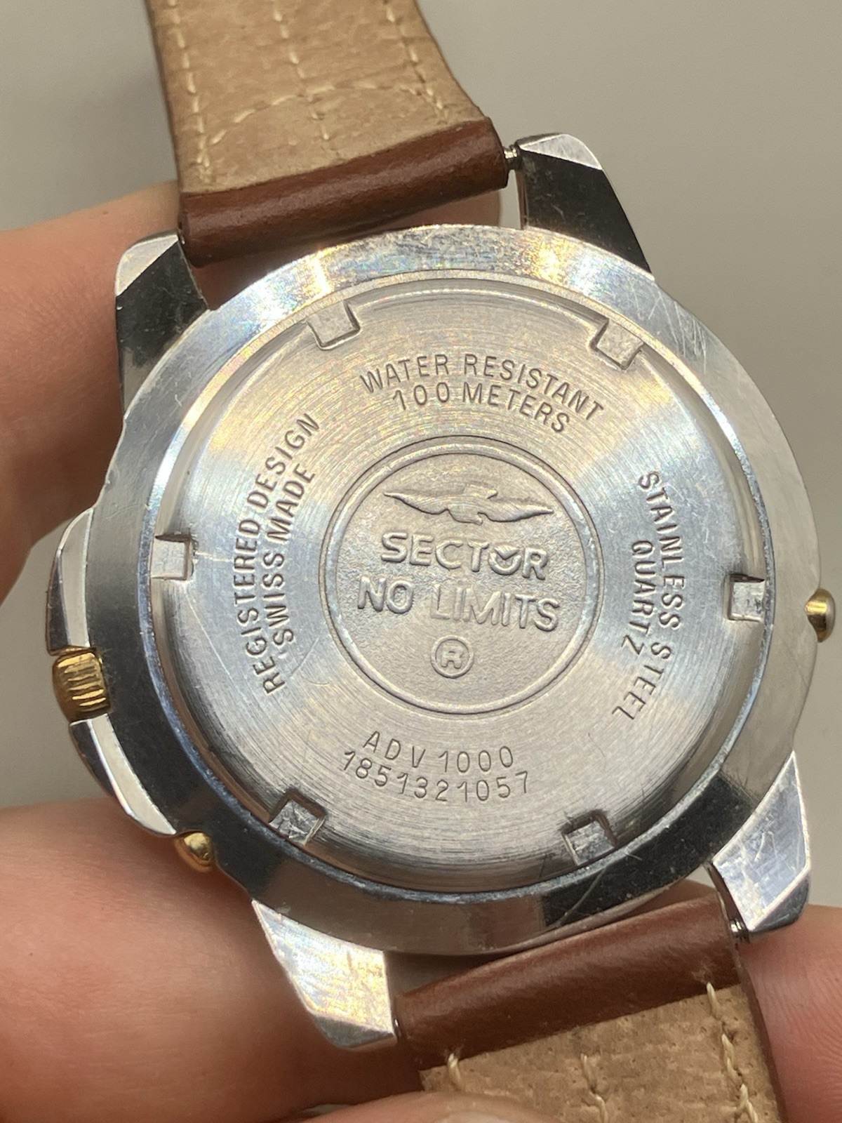 Vintage SECTOR ADV 1000 CHRONO CALENDAR TACHYMETER Swiss Made Leather Strap