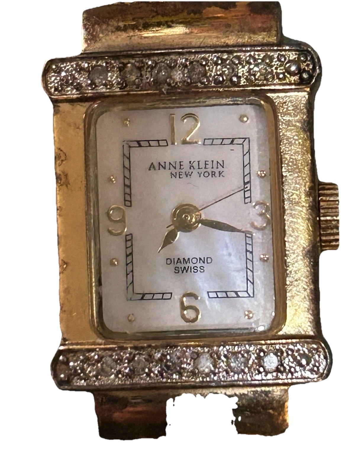 Anne Klein Diamond Watch Mesh Women 12/1276, Water resistant, Swiss No Battery