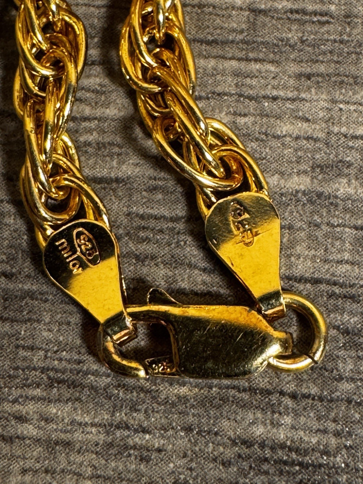 Milor Italy 925 Sterling Silver Gold Vermeil Rope Chain Bracelet 7.5” X1013