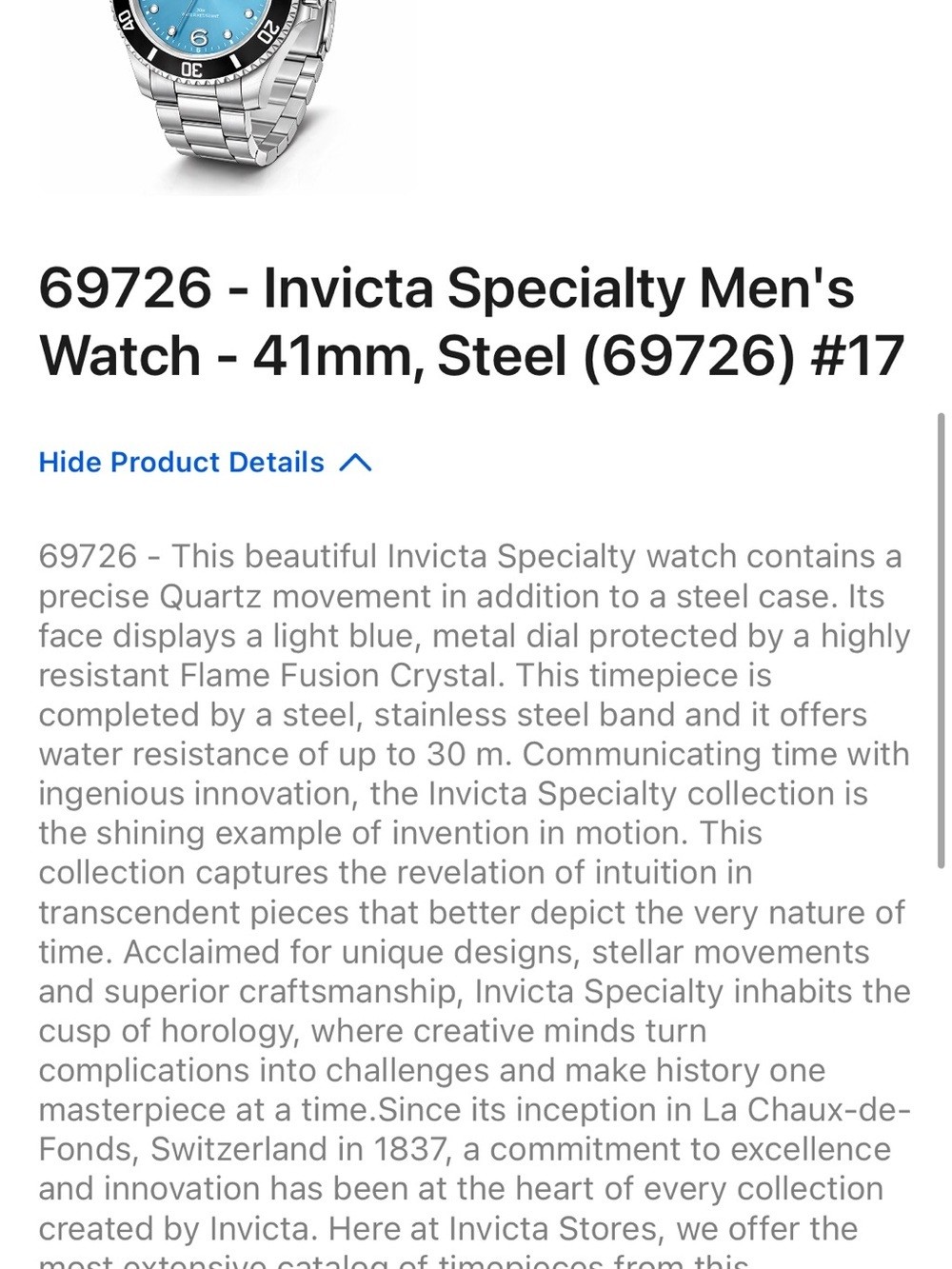 NWT INVICTA men’s watch 41 mm 69726