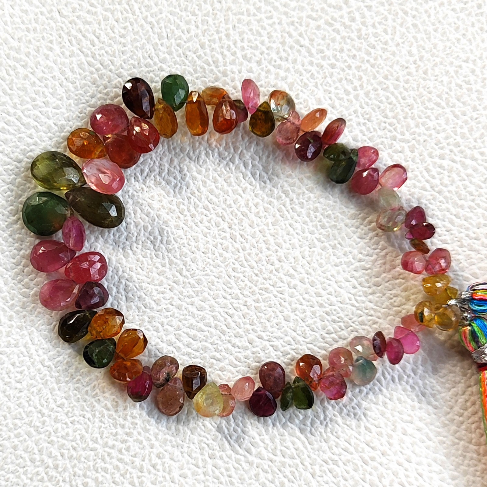 Brazilian Tourmaline 7” Strand Faceted Pear Shape 5×3-10×6 mm Multicolor Gems