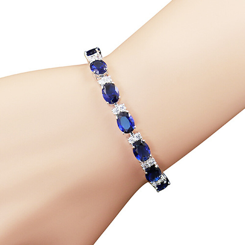 Mix Color London Blue White Topaz Gems Mother Jewelry Gift Women Silver Bracelet