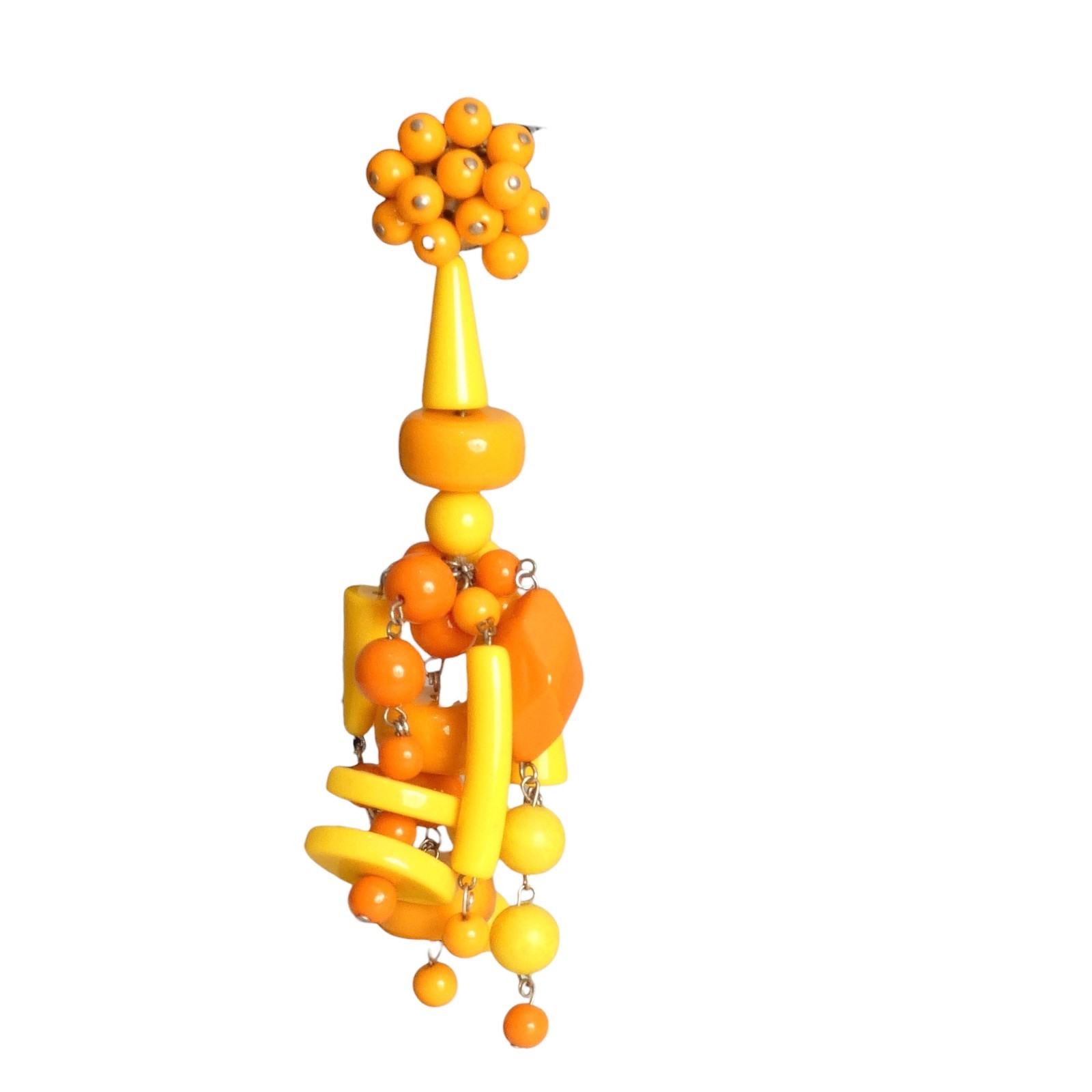 PIERRE CARDIN – 1995 Orange & Yellow Single Acrylic Earring
