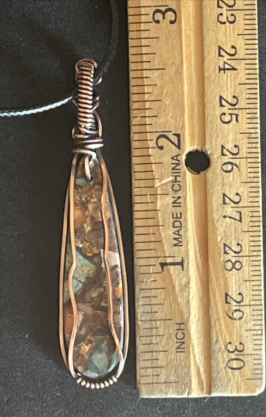 Sea Sediment Jasper ~ Handmade Copper wire wrapped pendant 12m
