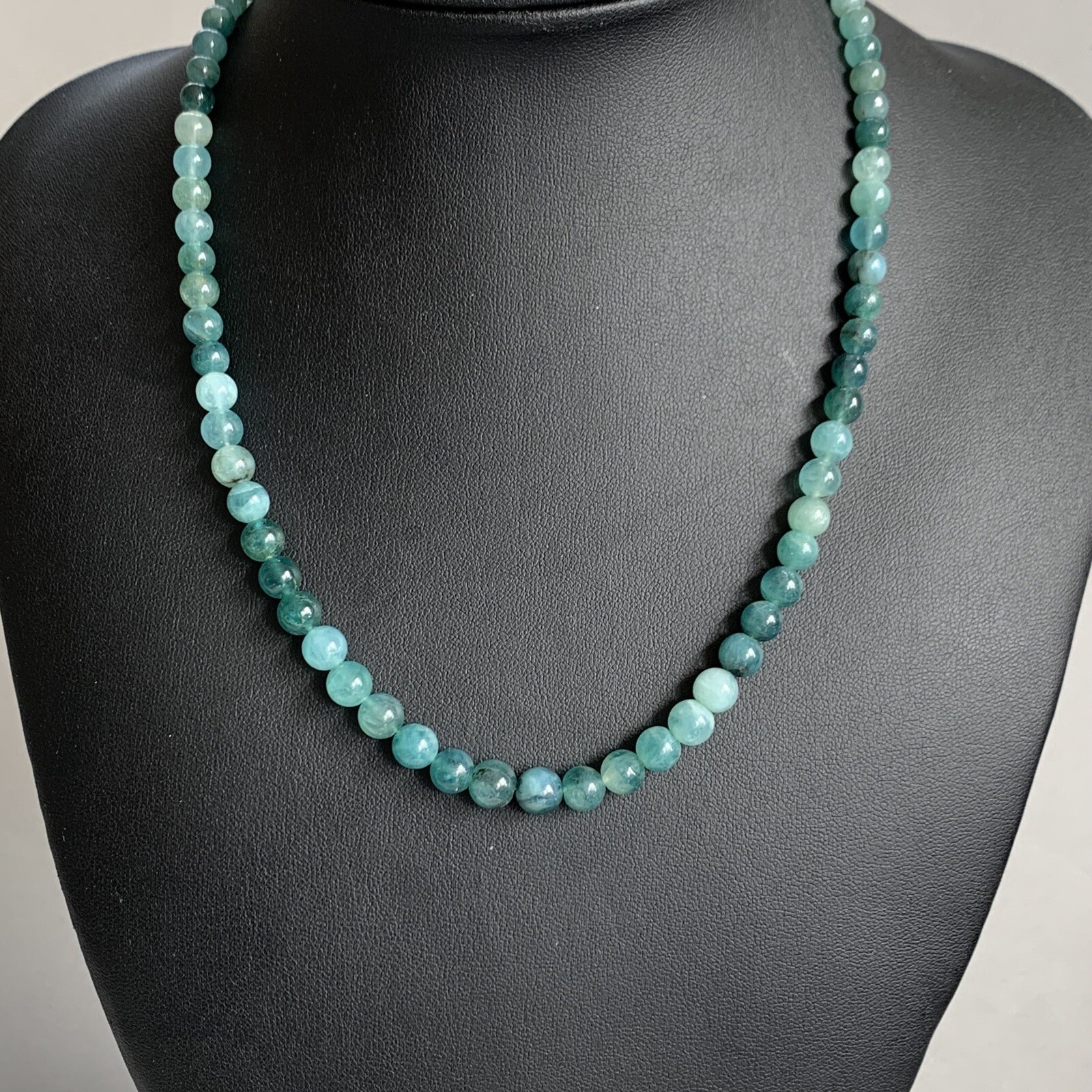 Grandidierite Bead Necklace 14ct Gold Clasp 18” 46cm 585 14K Rare Gemstone