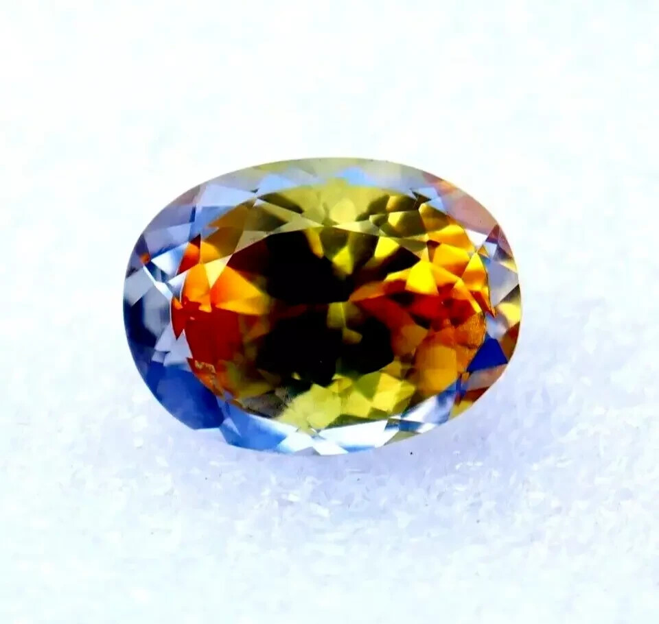 10.2 CT +Natural Bi-Color Pitambari Sapphire Oval Cut Certified Gemstone
