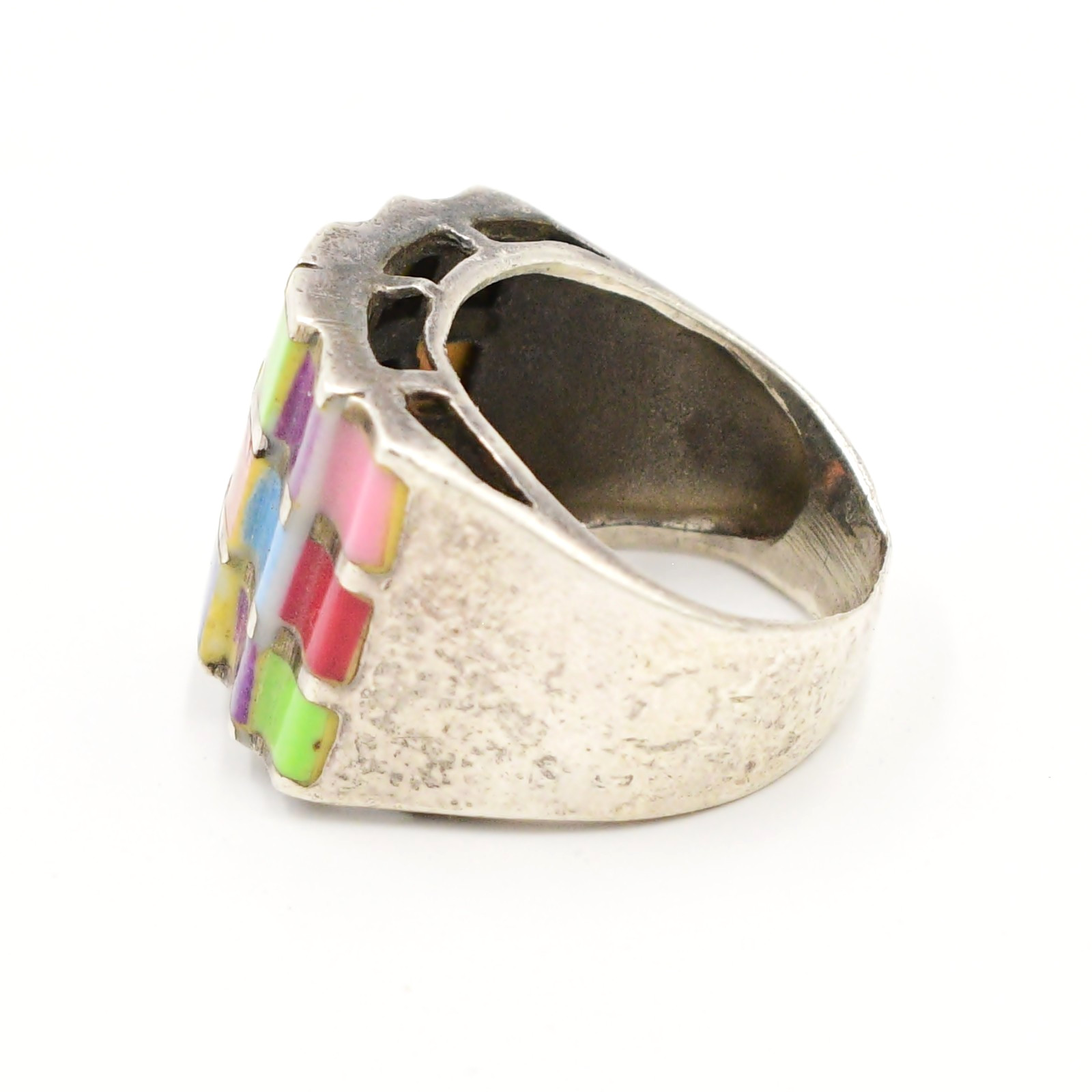Sterling Silver Gaspeite Lapis Sugilite Turquoise Pink Opal & Coral Ring Sz 6.5