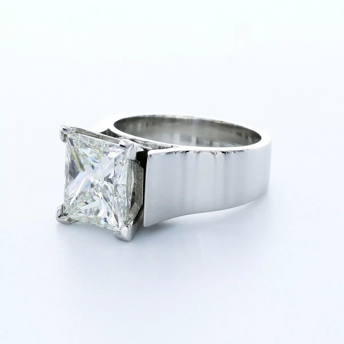 Solitaire Engagement Ring Platinum 4.03 Carat Princess Lab-Grown Diamond G SI1
