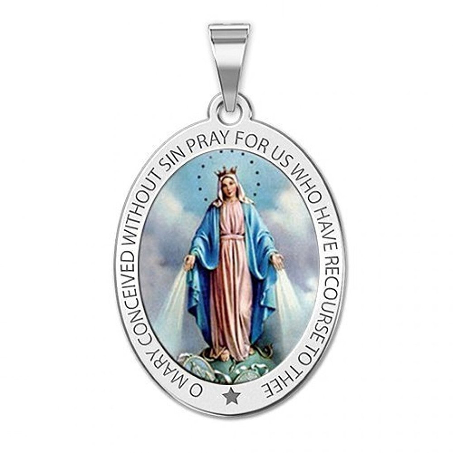 PicturesOnGold.com Miraculous Medal Oval Pendant in 10K/14K Yellow or White G…