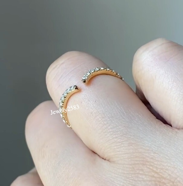 Certified Lab Grown Diamond Real 10k Gold Women’s Daily Wear V Shaped Ring