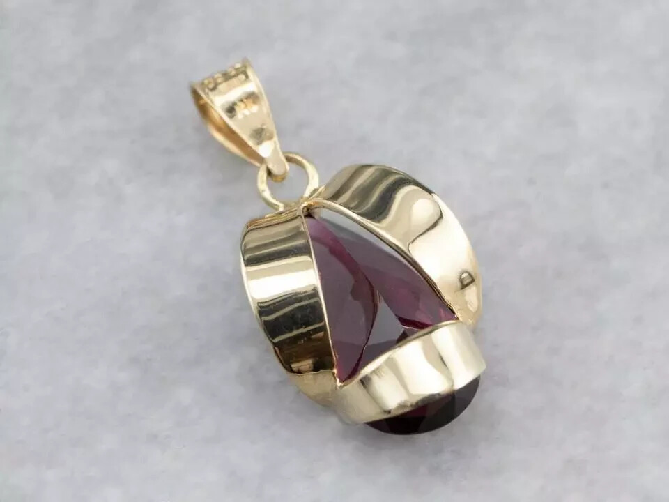 2.00Ct Pear Cut Red Ruby Solitaire Pendant 14K Yellow Gold Finish 18″ Free Chain